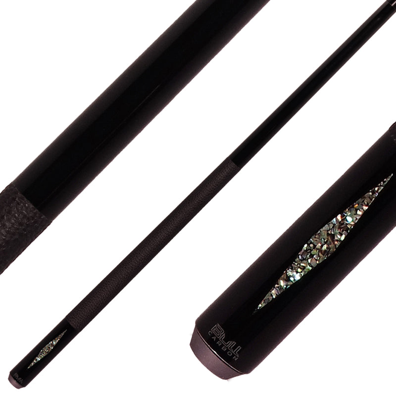 Bull Carbon BCD1BK6 Black with Galaxy Inlays Play Cue with Textured Leather Wrap