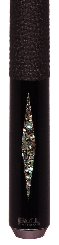 Bull Carbon BCD1BK6 Black with Galaxy Inlays Play Cue with Textured Leather Wrap