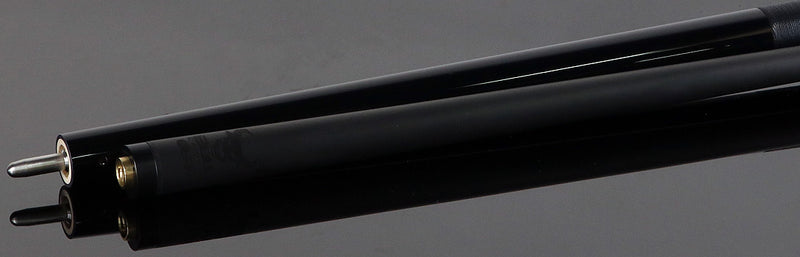 Bull Carbon Black with 2 Iridescent Turquoise Diamond Inlays Play Cue with Black Linen Wrap