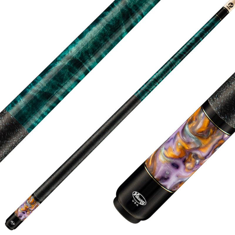 Viking Bedlam Series Cue - Teal Stain and Water Lily Premium Pearl - BE0308