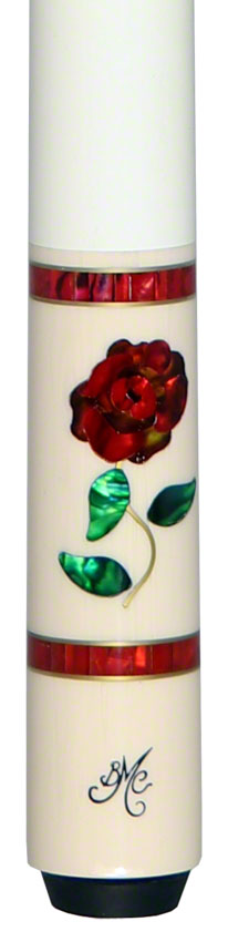 Meucci Designer Series BMCGRWHPRO Pool Cue - White Glass Rose with Pro Shaft