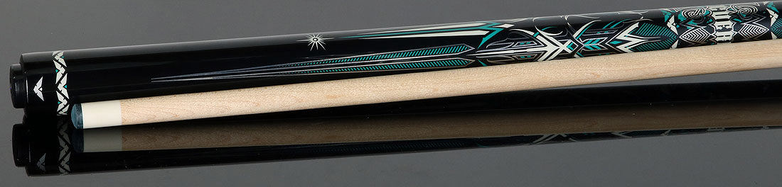 Cueroc CR-D02 Storm 2 Black and Green Graphic No Wrap Pool Cue