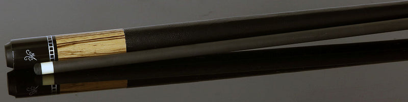 Meucci Exotic Wood Series EWSZWC Pool Cue - Zebrawood with Lizard Leather Wrap and Carbon Shaft