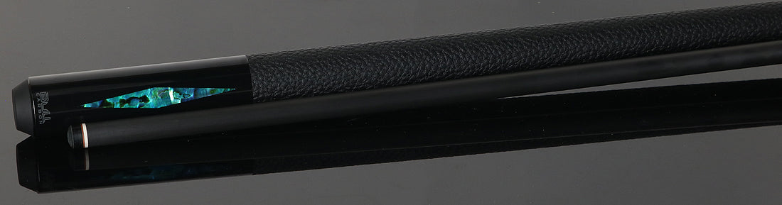 Bull Carbon Blue Stained Maple with Blue Genuine Shell Inlays Play Cue with Textured Leather Wrap