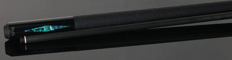 Bull Carbon Blue Stained Maple with Blue Genuine Shell Inlays Play Cue with Textured Leather Wrap