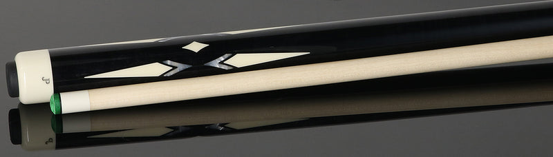 J Pechauer JP19T JP T Series No Wrap Pool Cue -  Ebony-Stained Maple with Sim Ebony Framed Pearl and Sim. Ivory Points