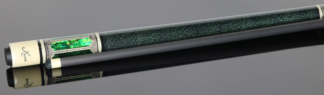 Meucci Century Series 2020GYGRBKGRC Pool Cue - Gray - Green Pearl - Black/Green Wrap with Carbon Shaft
