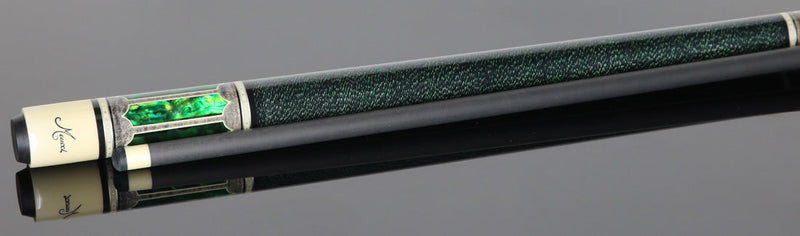 Meucci Century Series 2020GYGRBKGRC Pool Cue - Gray - Green Pearl - Black/Green Wrap with Carbon Shaft