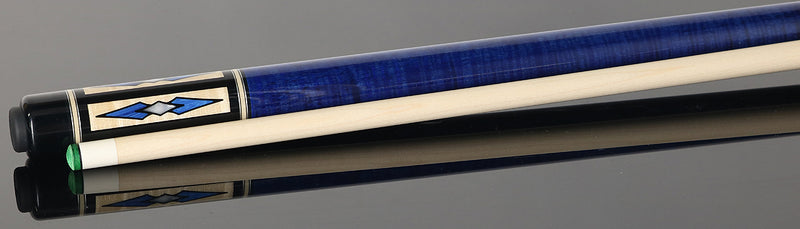 Pechauer P10R Pro R Series No Wrap Pool Cue - Ebony-Stained Maple with Maple Points and Blue Stained Maple Wrap Section
