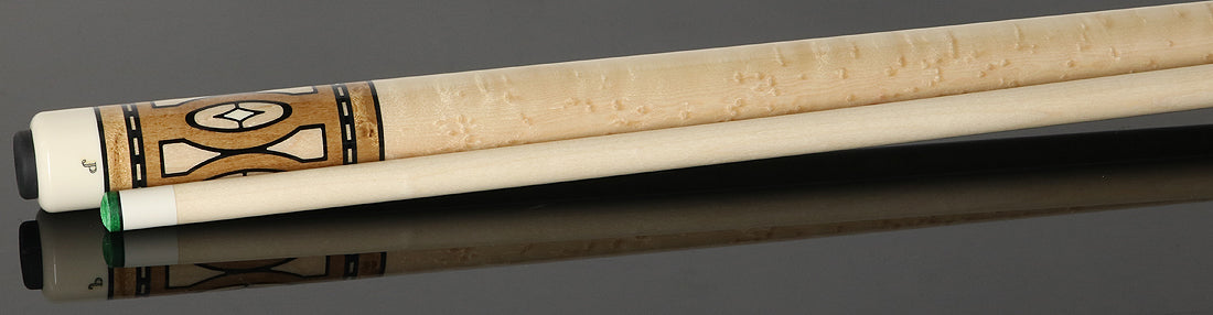 Pechauer  JP23T JP T Series No Wrap Pool Cue - Natural-Stained Maple with Sim. Ebony Framed Maple and Sim. Ivory Inlays