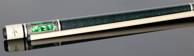 Meucci Century Series 2020GYGRBKGRP Pool Cue - Gray with Green Pearl and Black/Green Wrap with Pro Shaft