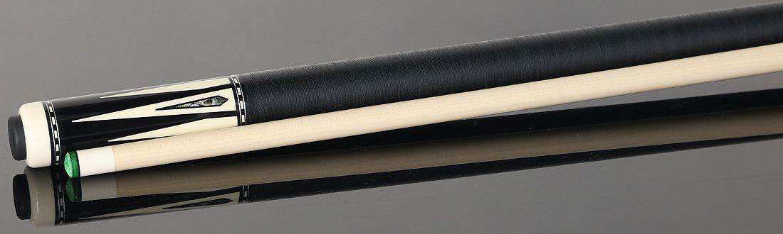 Pechauer P23R Pro R Series Pool Cue - Ebony-Stained Maple with Sim. Ivory Points and Abalone Inlays with Irish Linen Wrap