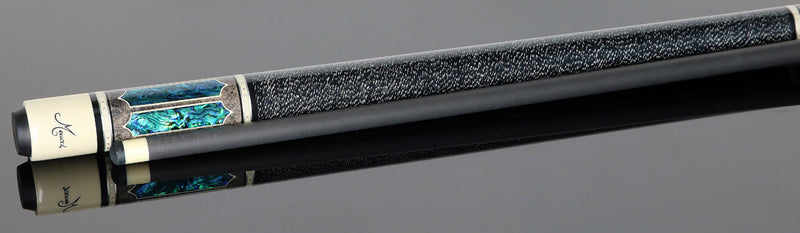 Meucci Century Series 2020GYBLBKWHC Pool Cue - Gray - Blue Pearl - Black/White Wrap with Carbon Shaft