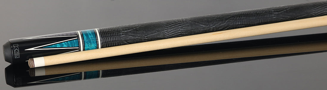 K2 KL190TL Black/Grey/Teal 4 Point Graphic Pool Cue with 11.75mm LD Shaft