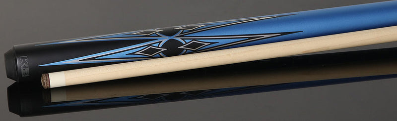 K2 KL160BL Pool Cue Matte Metallic Blue with Silver and Black Graphic