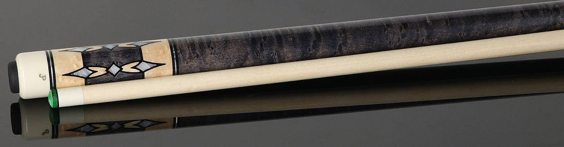 J Pechauer JP24T JP T Series No Wrap Pool Cue - Smoke-Stained Maple with Pearl Point Inlays