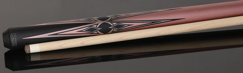 K2 KL160PK No Wrap Pool Cue - Matte Metallic Pink with Black and Silver Graphic