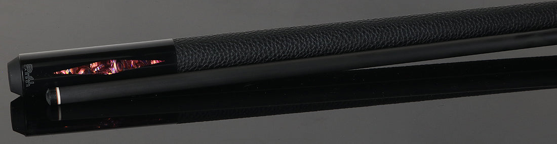 Bull Carbon Pink Stained Maple with Pink Genuine Shell Inlays Play Cue with Textured Leather Wrap