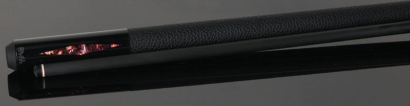 Bull Carbon Pink Stained Maple with Pink Genuine Shell Inlays Play Cue with Textured Leather Wrap
