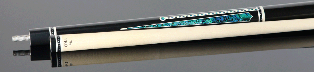 Meucci Ultra Piston UP-4M Modified Pool Cue - Ebony Stain with Abalone Points and "The Pro" Shaft
