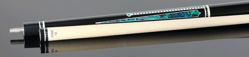 Meucci Ultra Piston UP-4M Modified Pool Cue - Ebony Stain with Abalone Points and "The Pro" Shaft