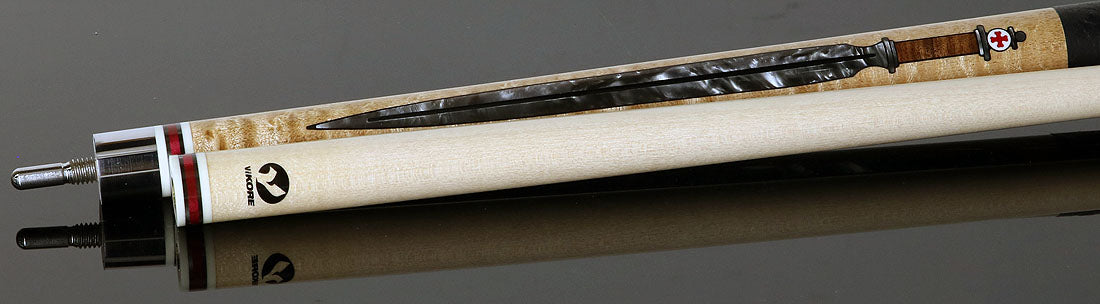 Viking  DF0804 Defender Series Pool Cue - Maple with Smoke Sword Points and Shield Inlays