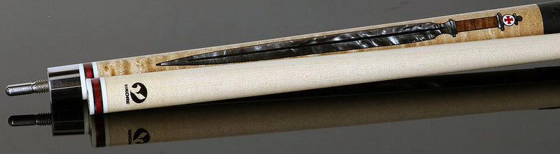 Viking  DF0804 Defender Series Pool Cue - Maple with Smoke Sword Points and Shield Inlays