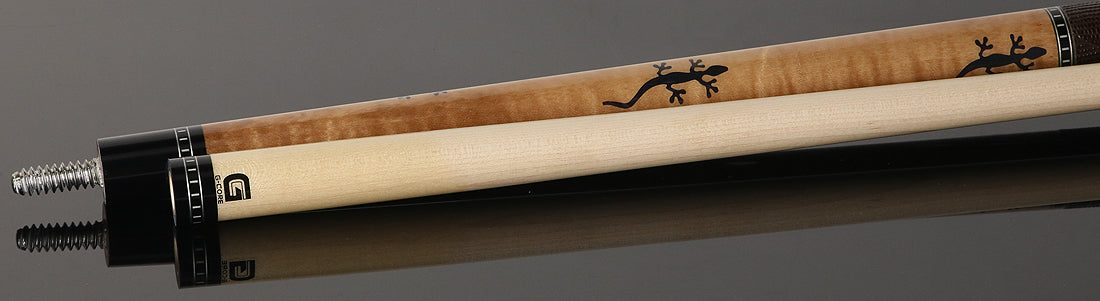 McDermott G516 G Series Pool Cue - Curly Maple with Juma Gecko Inlays and Lizard Leather Wrap
