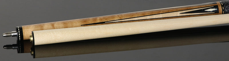J Pechauer JP17T JP T Series Pool Cue - Natural-Stained Maple with Black Pearl and Maple Points with Irish Linen Wrap