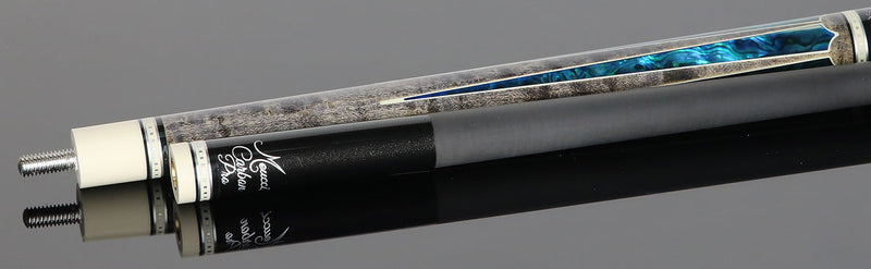 Meucci Century Series 2020GYBLBKWHC Pool Cue - Gray - Blue Pearl - Black/White Wrap with Carbon Shaft