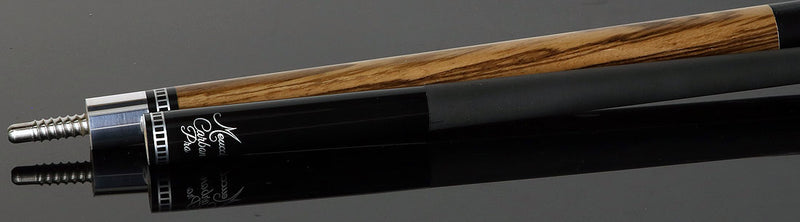 Meucci Exotic Wood Series EWSZWC Pool Cue - Zebrawood with Lizard Leather Wrap and Carbon Shaft
