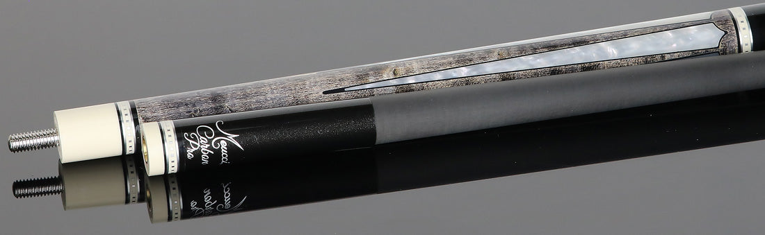 Meucci Century Series 2020GYMOPBKC Pool Cue - Gray - Mother of Pearl - Black Wrap with Carbon Shaft