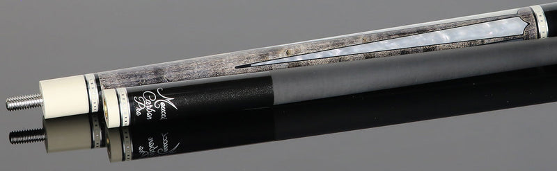 Meucci Century Series 2020GYMOPBKC Pool Cue - Gray - Mother of Pearl - Black Wrap with Carbon Shaft