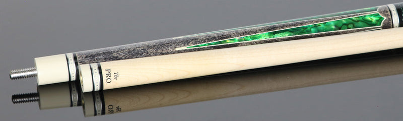 Meucci Century Series 2020GYGRBKGRP Pool Cue - Gray with Green Pearl and Black/Green Wrap with Pro Shaft