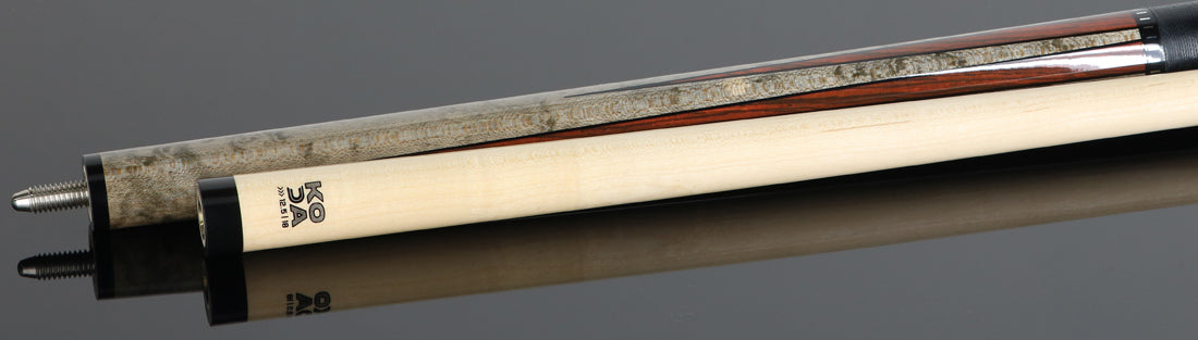 Koda KD49 Pool Cue - Gray-Stained Maple with Cocobolo Points Graphic
