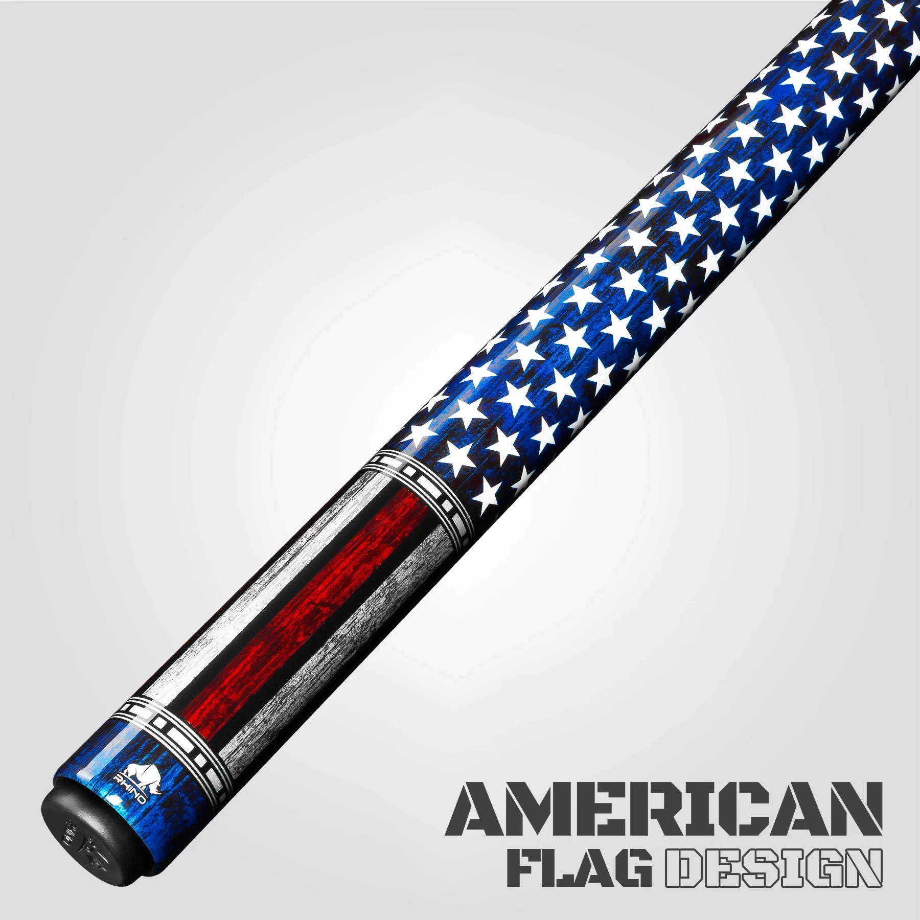 Rhino RCVOYUSA Voyager Series Carbon Pool Stick - No Wrap USA Flag with 12.5mm Carbon Shaft