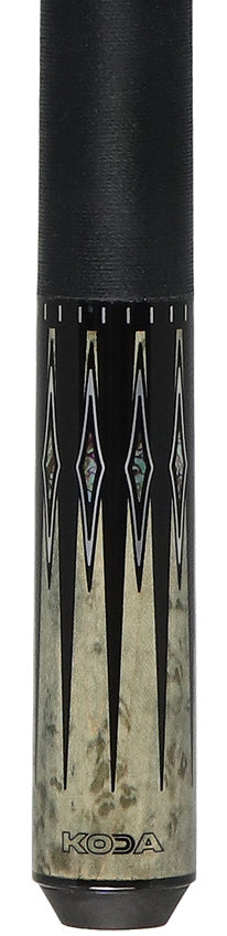 Koda KD54 Pool Cue - Gray-Stained Maple with Black and Abalone Points Graphic