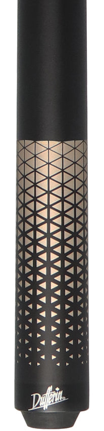Dufferin D348 Pool Cue - Matte Black with Gold Triangle Design Graphic
