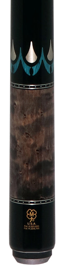 McDermott H650 H-Series No Wrap Pool Cue - Gray Stained Birdseye Maple Forearm with Black Urethane Wrap Handlle