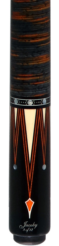 Jacoby Custom Orange Raven Pool Cue with Stacked Leather Wrap - 0917-52SWOR