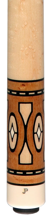 Pechauer  JP23T JP T Series No Wrap Pool Cue - Natural-Stained Maple with Sim. Ebony Framed Maple and Sim. Ivory Inlays