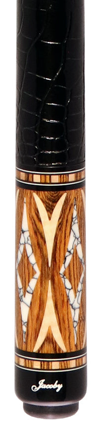 Jacoby HBV2 Series Pool Cue - Bocote Forearm with Curly Maple and White Buffalo Inlays Points