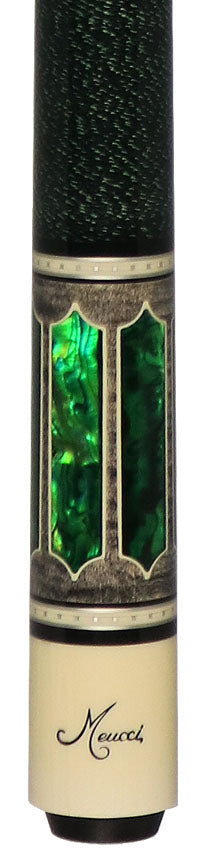 Meucci Century Series 2020GYGRBKGRC Pool Cue - Gray - Green Pearl - Black/Green Wrap with Carbon Shaft