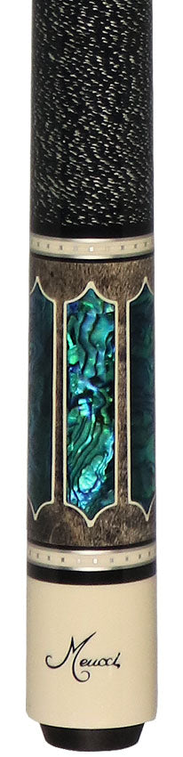Meucci Century Series 2020GYBLBKWHC Pool Cue - Gray - Blue Pearl - Black/White Wrap with Carbon Shaft