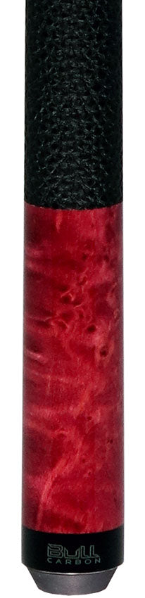 Bull Carbon BCC11C6 Play Cue - Purple-Stained Birdseye Maple with Textured Leather Wrap