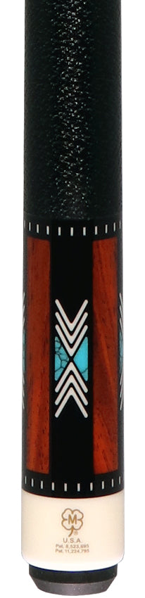 McDermott H950 H-Series Pool Cue - Cocobolo Forearm with Turquoise / Black / White Inlays and Irish Linen Wrap