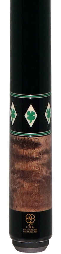 McDermott H850 H-Series Pool Cue - Gray and Walnut Stained Birdseye Maple with Green Clover Inlays