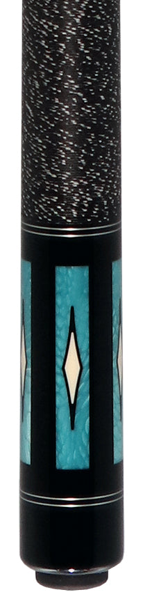 J Pechauer P18R Pro R Series  Pool Cue - Ebony-Stained Maple with Aqua Exotic Points and Sim. Ivory Inlays with Irish Linen Wrap