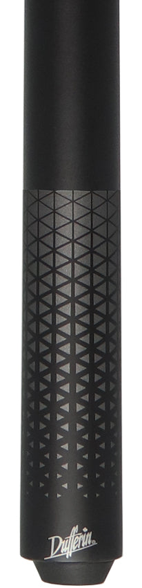 Dufferin D347 No Wrap Pool Cue - Matte Black with Gunmetal Triangle Design Graphic
