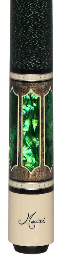 Meucci Century Series 2020GYGRBKGRP Pool Cue - Gray with Green Pearl and Black/Green Wrap with Pro Shaft